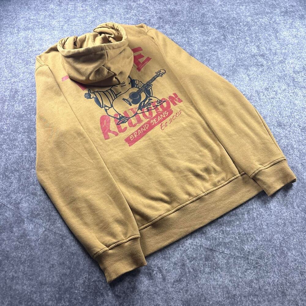 True Religion Full Zip Hoodie Men’s XL Brown Buddha Graphic Sweatshirt Y2K